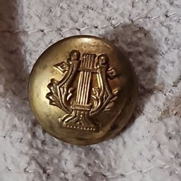 Other - Vintage Brass Military Band Buttons Lot (4) – Lyre Harp Musician Insignia